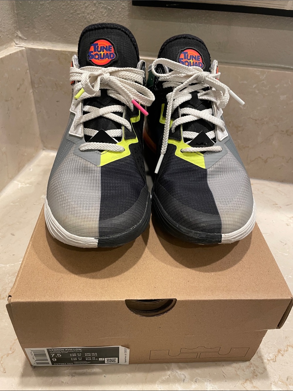 Nike LeBron Tune Squad Low-Top Basketball Sneakers - Black, Gray & Neon Yellow